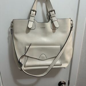 Ardell Off-White Leather Tote with Strap
